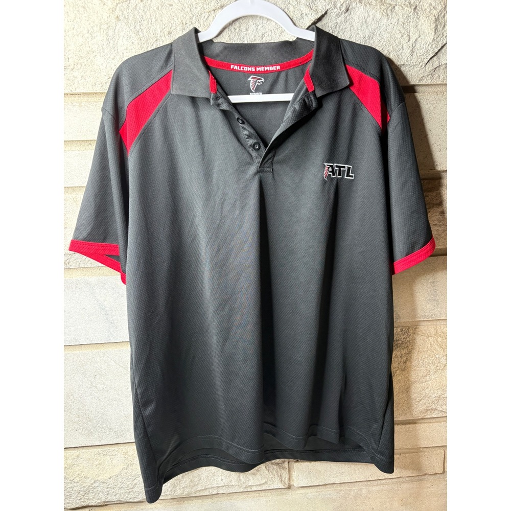 Atlanta Falcons Member Exclusive Polo Shirt Mens 2X Black Red ATL Embroidered
